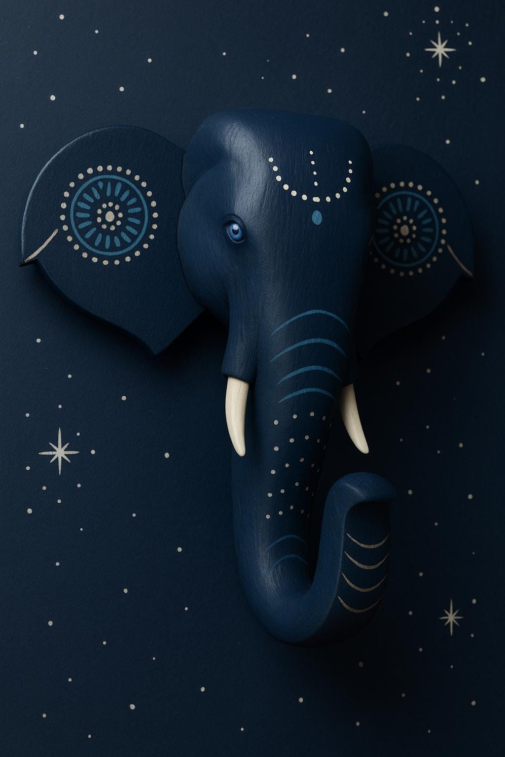 Elephant Wall Hook - White & Gold Floral