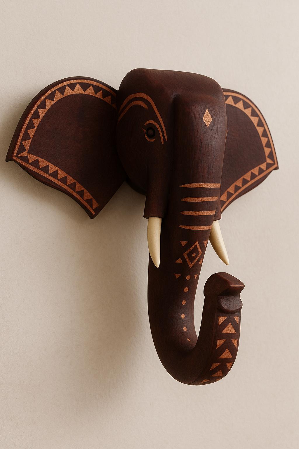 Elephant Wall Hook - White & Gold Floral