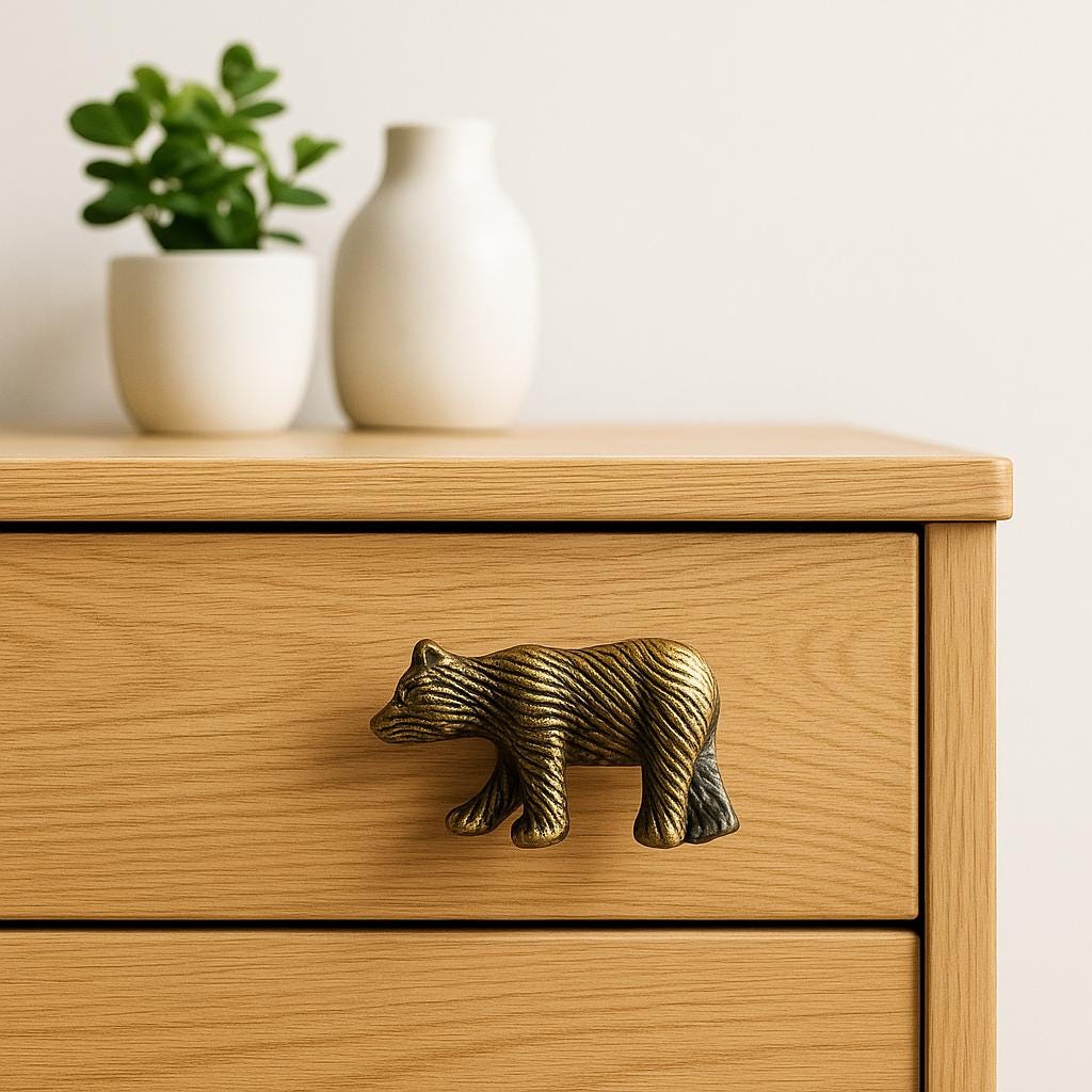Iron Bear 4 Knob Handmade | Rustic Dresser Pull | Unique Cabinet Hardware for Home Decor