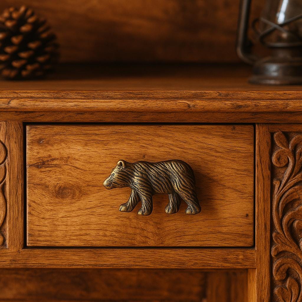 Iron Bear 4 Knob Handmade | Rustic Dresser Pull | Unique Cabinet Hardware for Home Decor