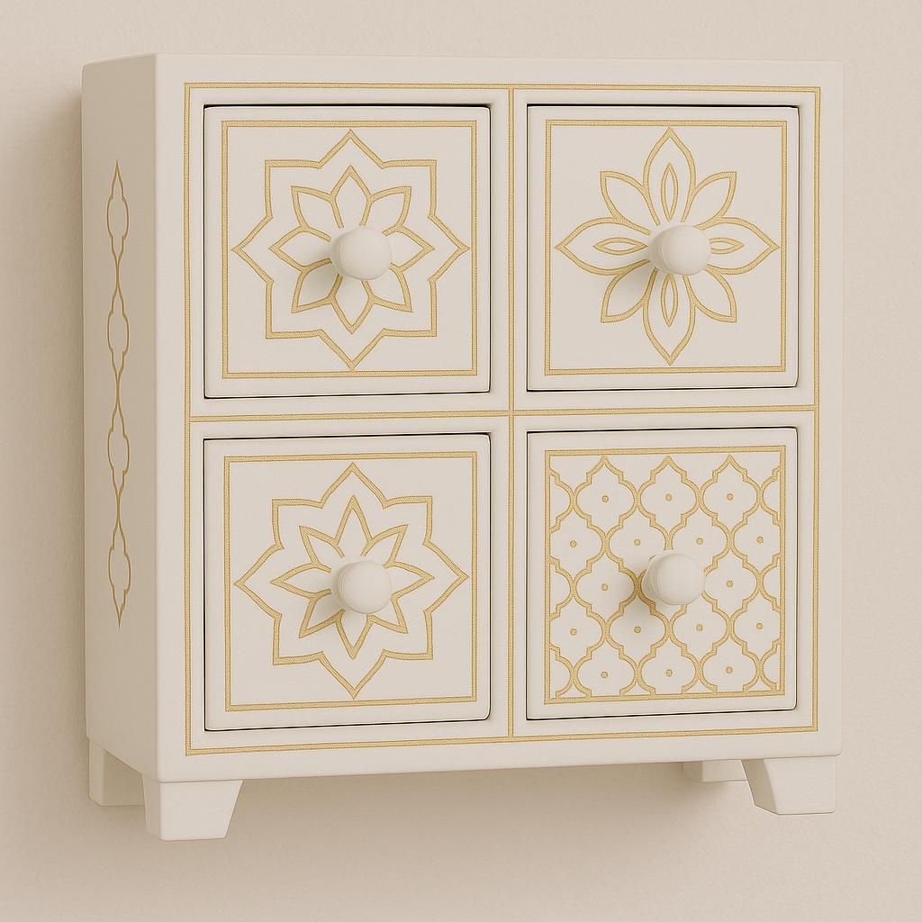 Wooden 4-Drawer Chest 10 inch By 10 inch Size  |  Handcrafted Decor Box