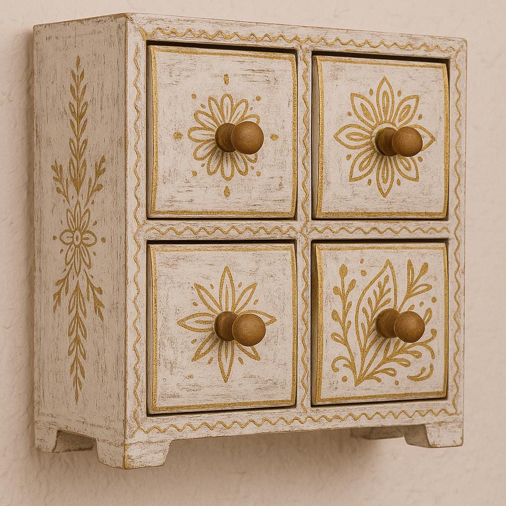 Wooden 4-Drawer Chest 10 inch By 10 inch Size  |  Handcrafted Decor Box