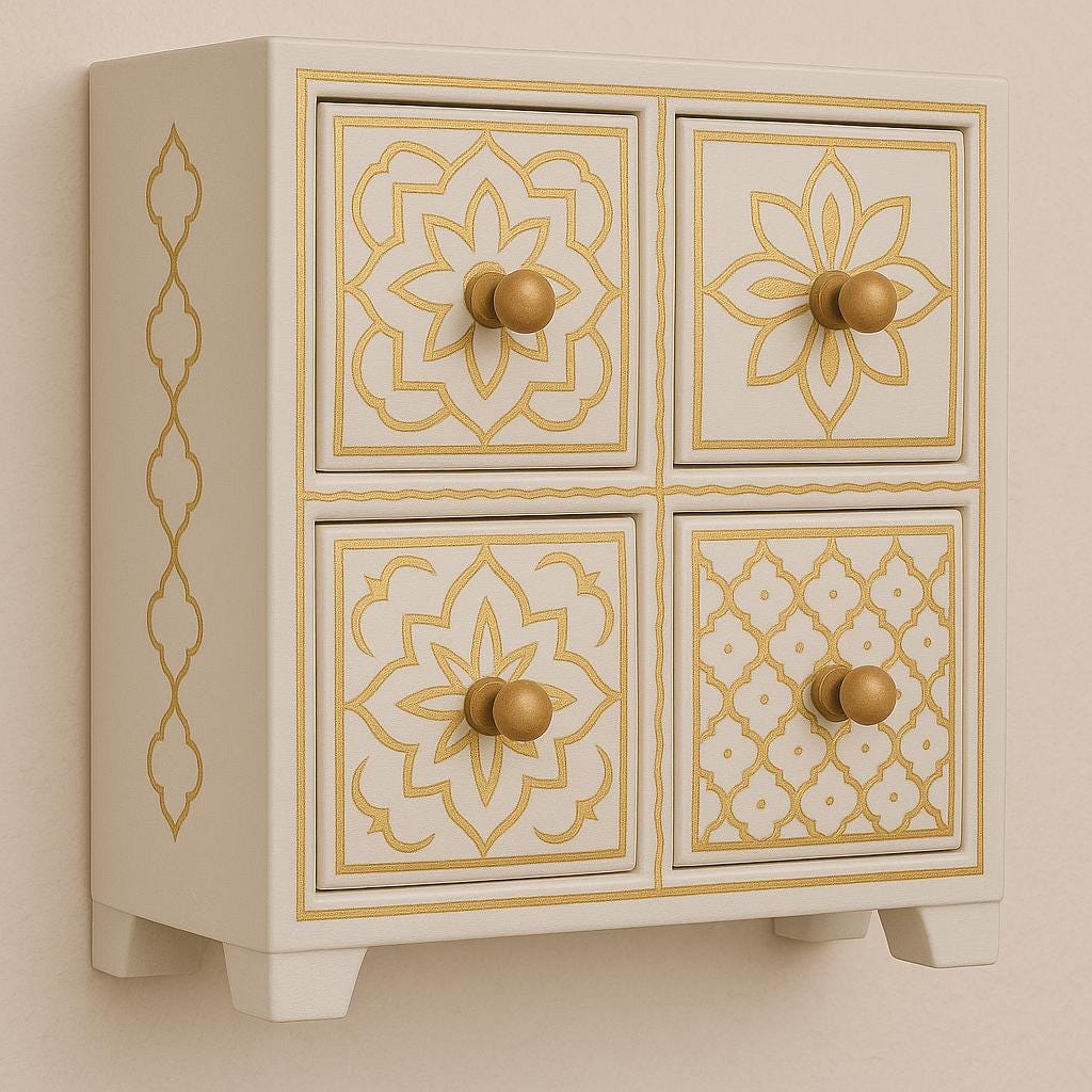 Wooden 4-Drawer Chest 10 inch By 10 inch Size  |  Handcrafted Decor Box