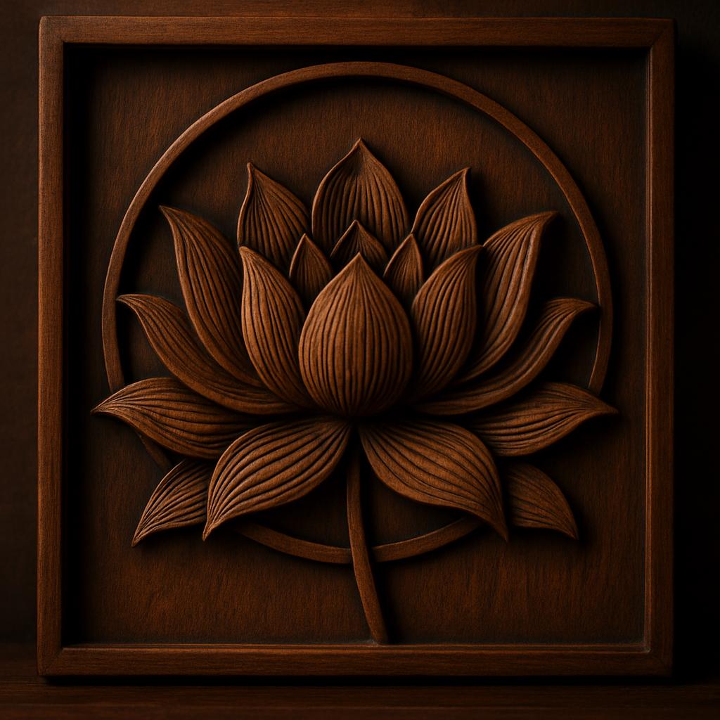 Hand-Carved Wooden Lotus Wall Art  Spiritual Mandala Decor