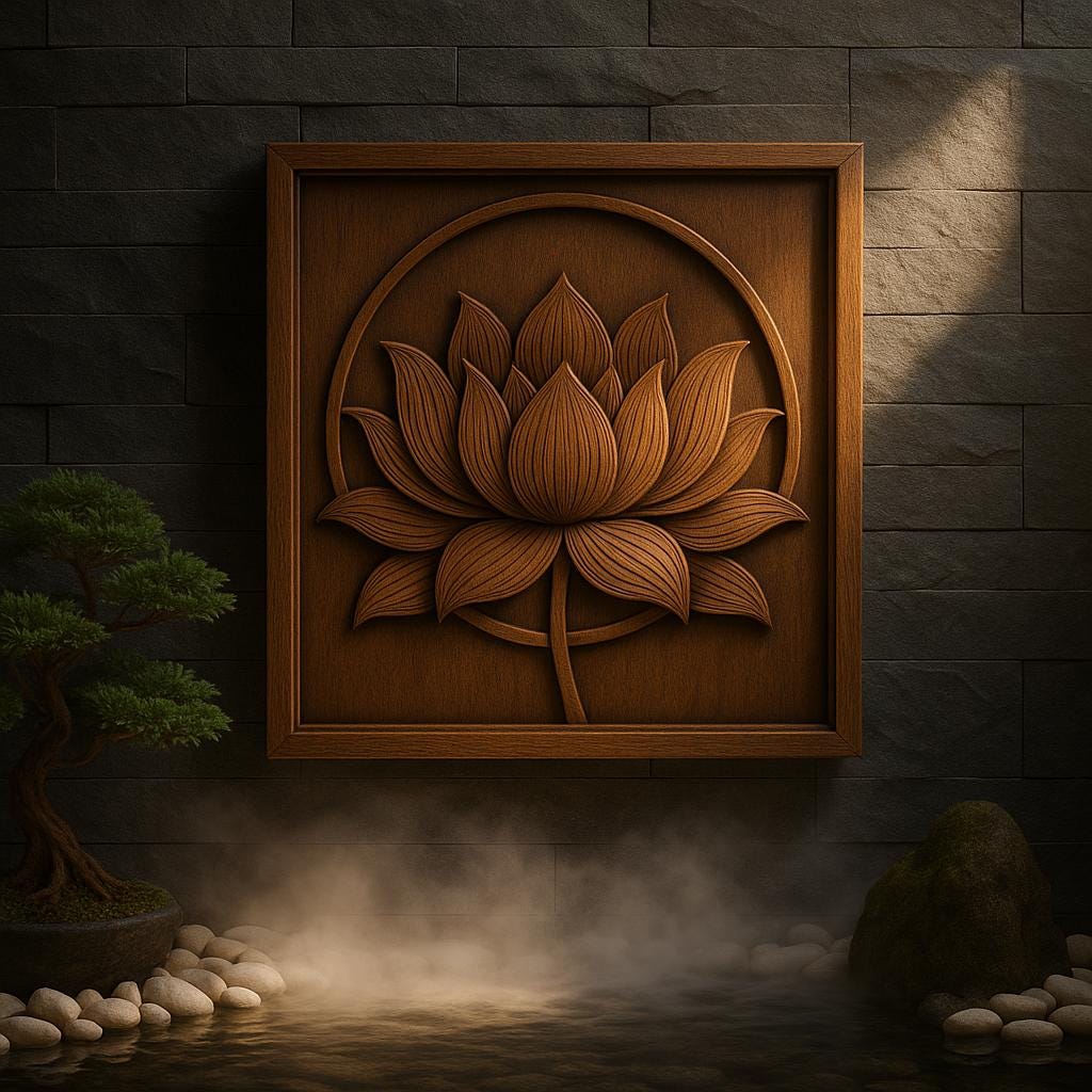 Hand-Carved Wooden Lotus Wall Art  Spiritual Mandala Decor