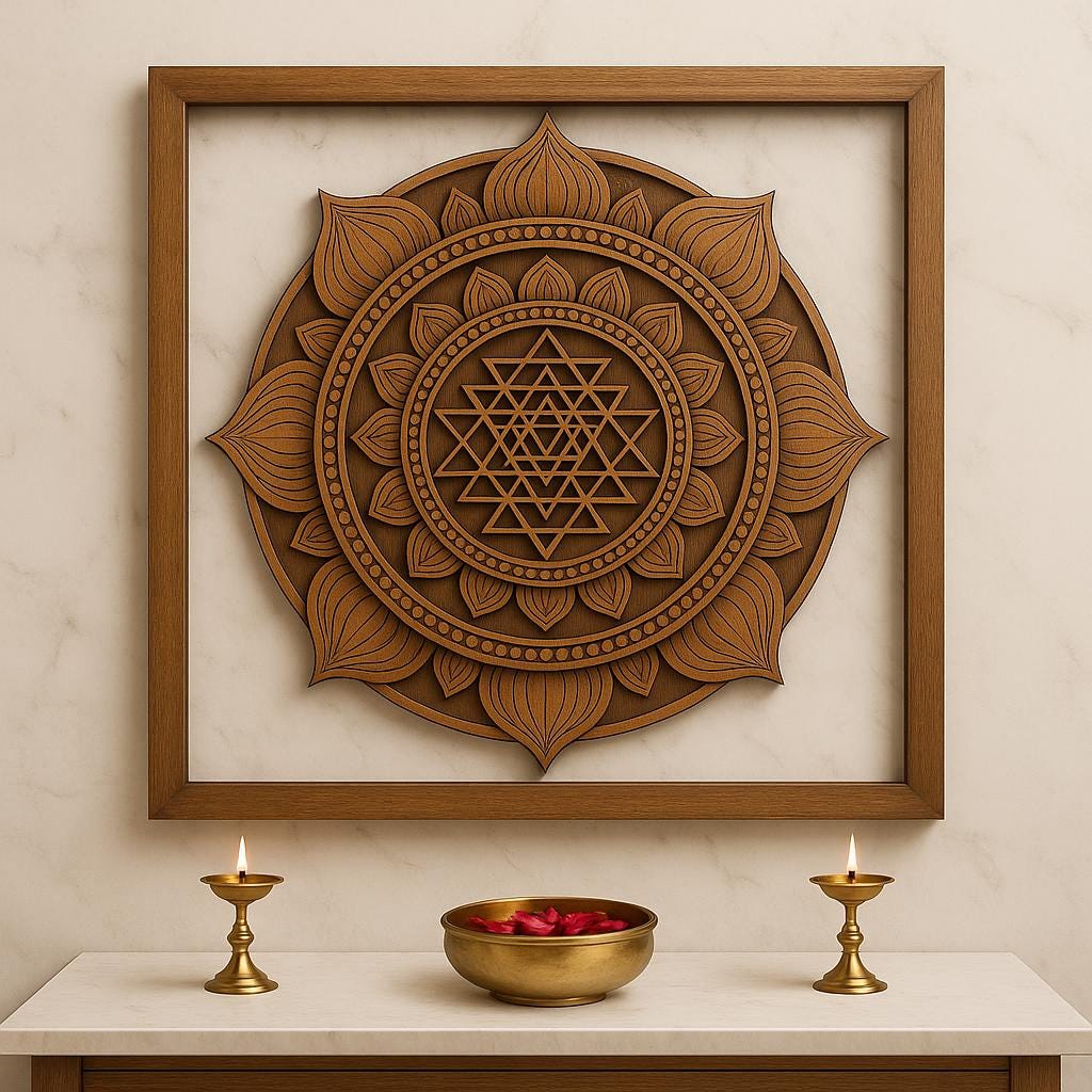 Sri Yantra Wooden Wall Art - Sacred Geometry