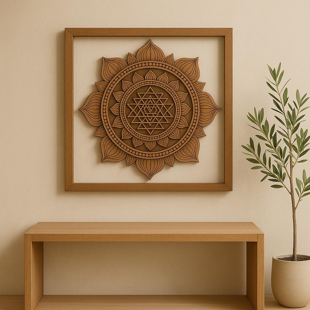 Sri Yantra Wooden Wall Art - Sacred Geometry