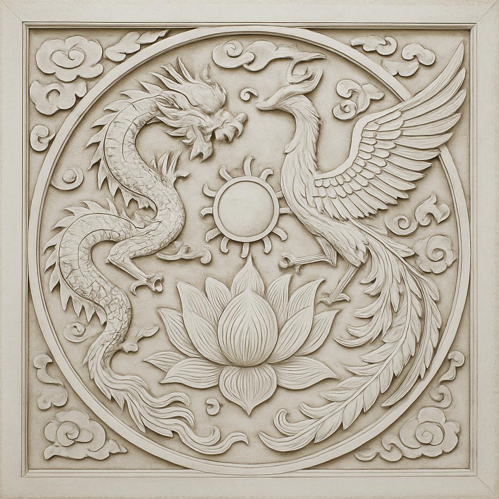 Dragon Phoenix Lotus Wall Panel - Feng Shui