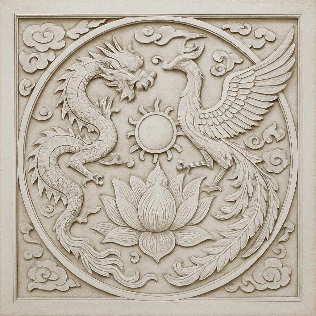 Dragon Phoenix Lotus Wooden Wall Art | Feng Shui Decor