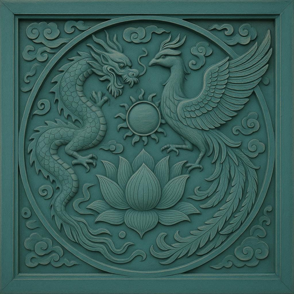 Dragon Phoenix Lotus Wooden Wall Art | Feng Shui Decor