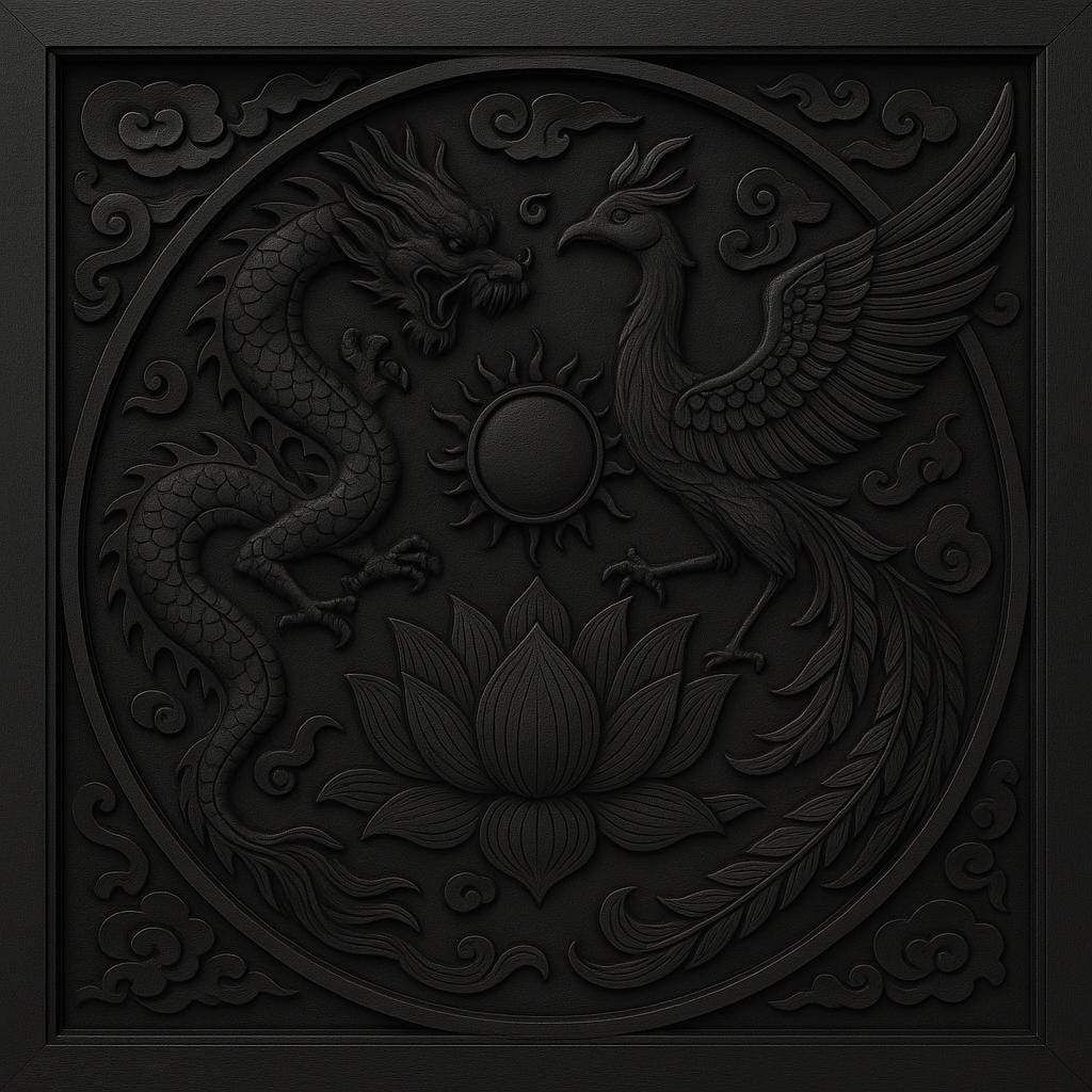 Dragon Phoenix Lotus Wooden Wall Art | Feng Shui Decor