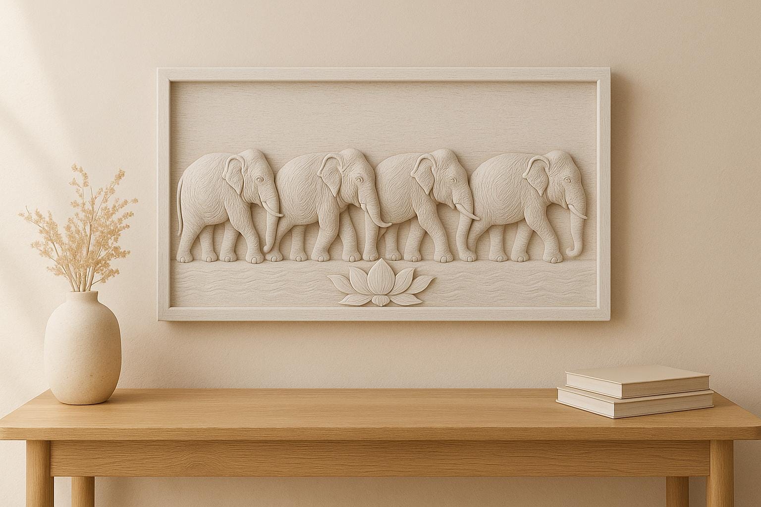 Elephant Wooden Wall Panel - Teak Handcrafted Parade Art