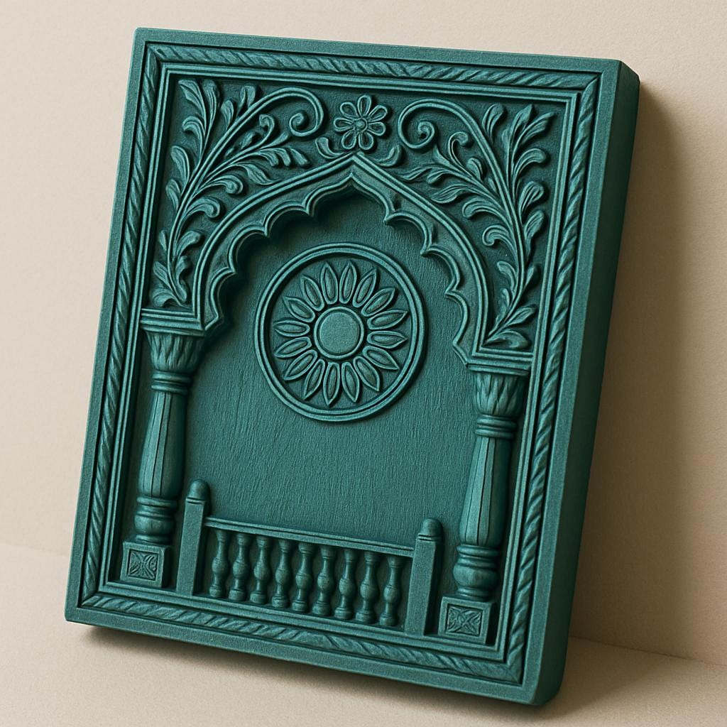 Carved Wooden Jharokha Wall Panel - Boho Distressed Decor