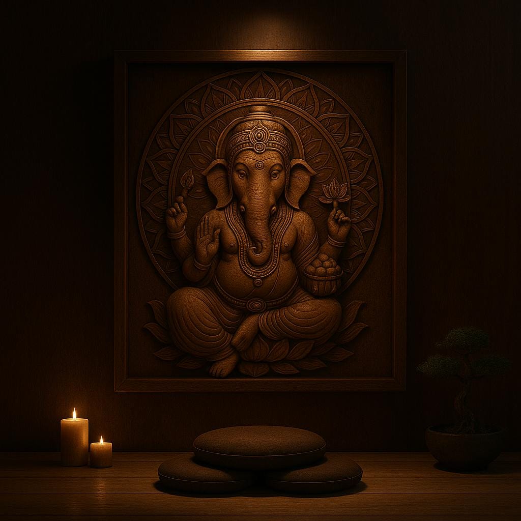 Ganesha Wall Art - 3D Carved Ganesh Panel