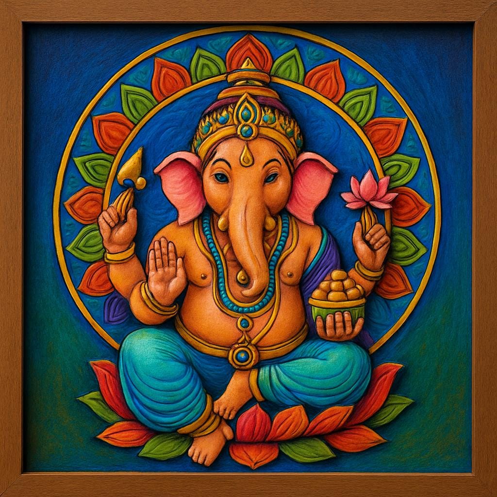 Ganesha Wall Art - 3D Carved Ganesh Panel