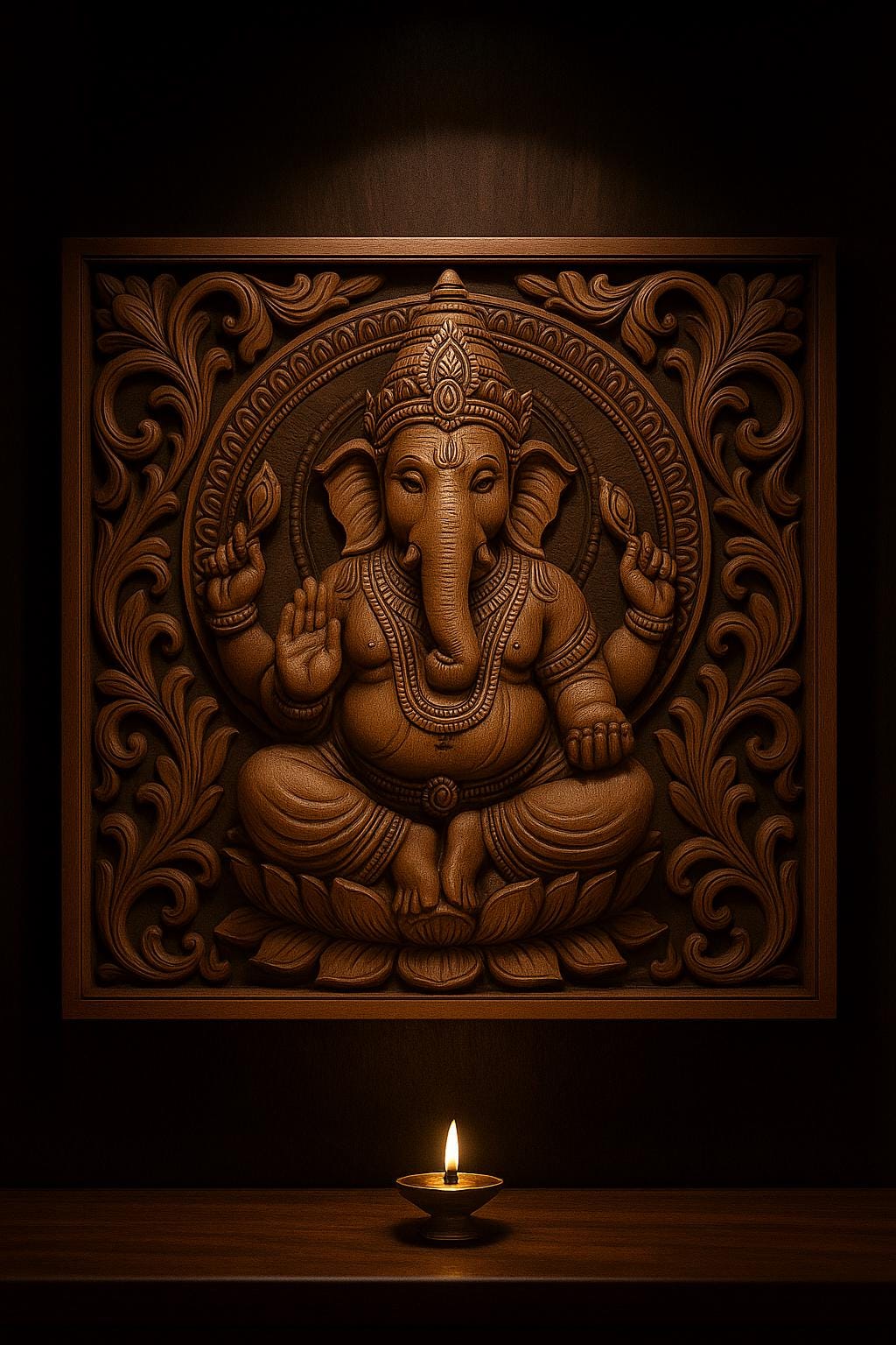 Ganesha Wall Panel - Pooja Room Decor