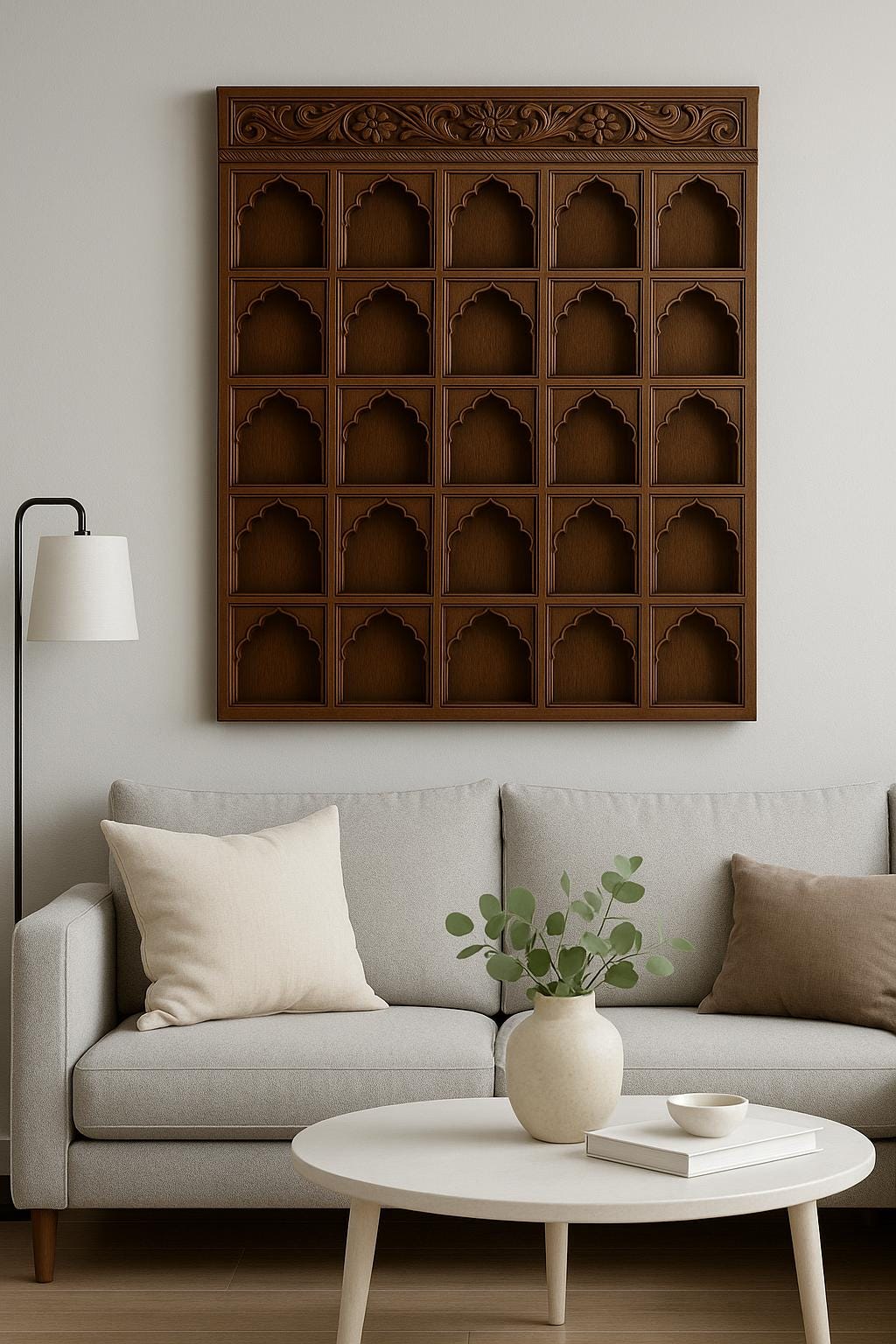 Wooden Jharokha Wall Shelf - 25 Niches