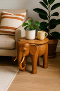 Walnut Elephant Side Table - Wooden Stool