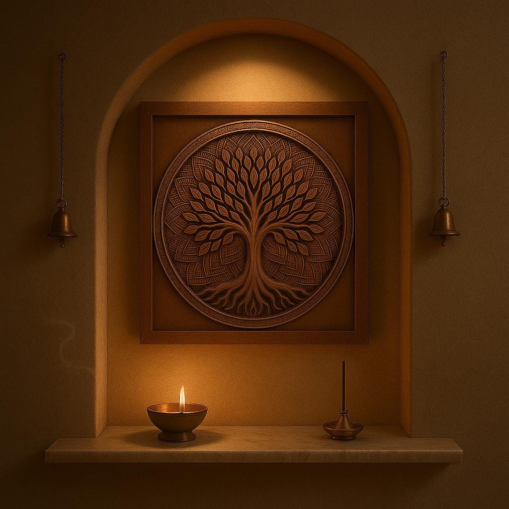 Tree of Life Wall Art - Hand Carved Teak Mandala Panel