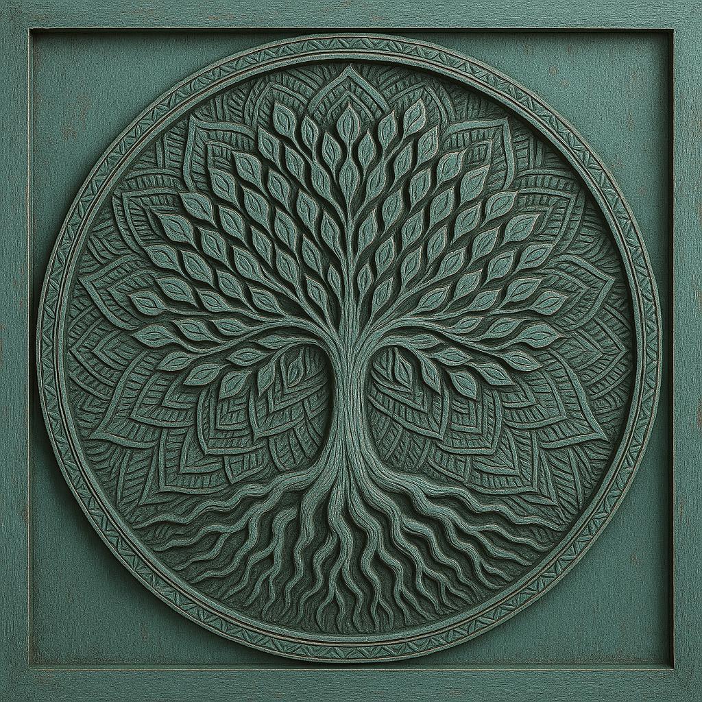 Tree of Life Wooden Wall Art - Handcarved Teak Mandala