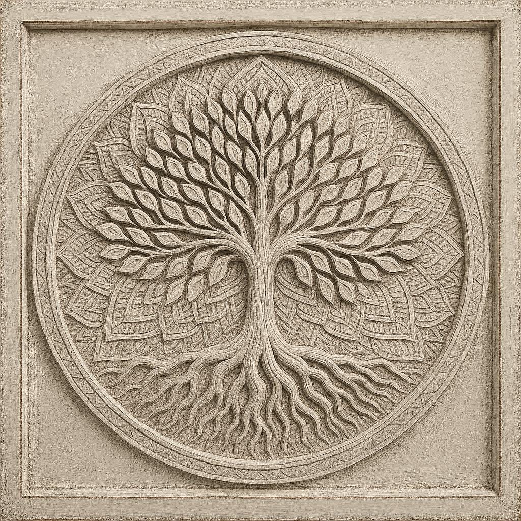 Tree of Life Wooden Wall Art - Handcarved Teak Mandala