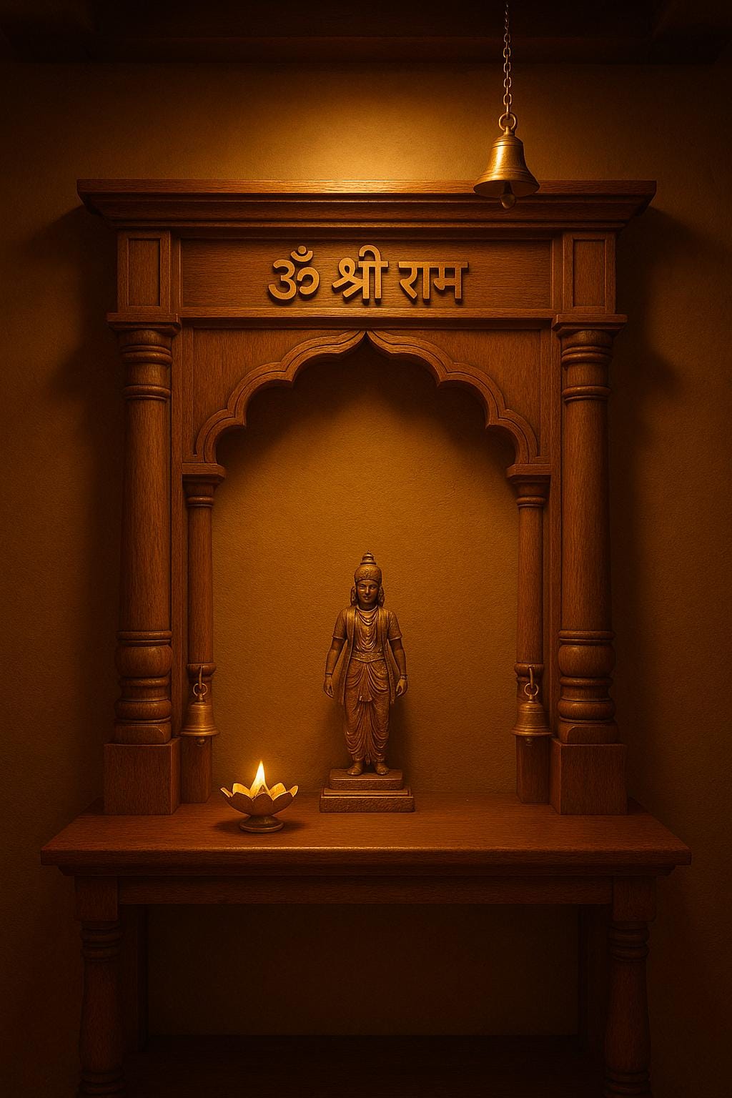 Shri Ram Wall Panel - Teak Arch Mandir Temple Art