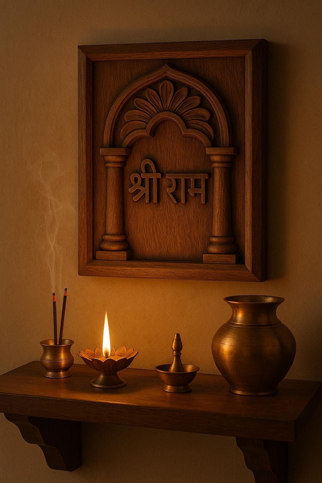 Handcrafted Wooden “Shri Ram Wall