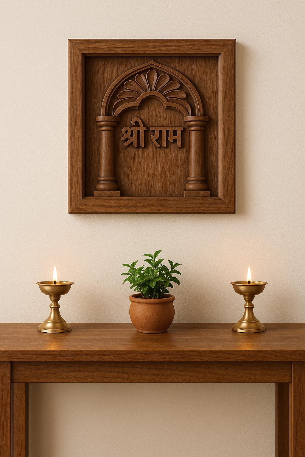 Handcrafted Wooden “Shri Ram Wall