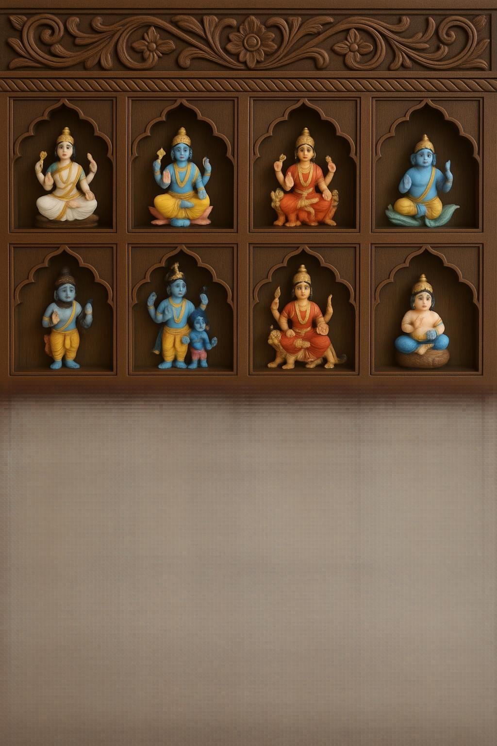 Wooden Jharokha Wall Shelf - 25 Niches