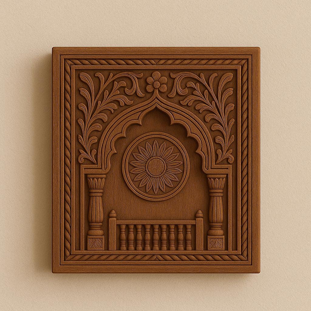 Wooden Jharokha Wall Panel - Distressed Finish