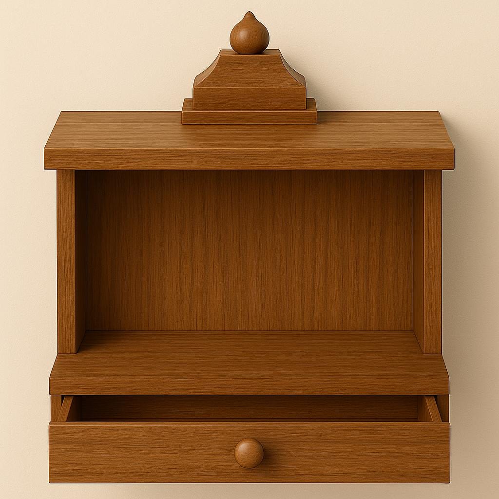 Wooden Mandir 2x2 ft - Small Pooja Temple