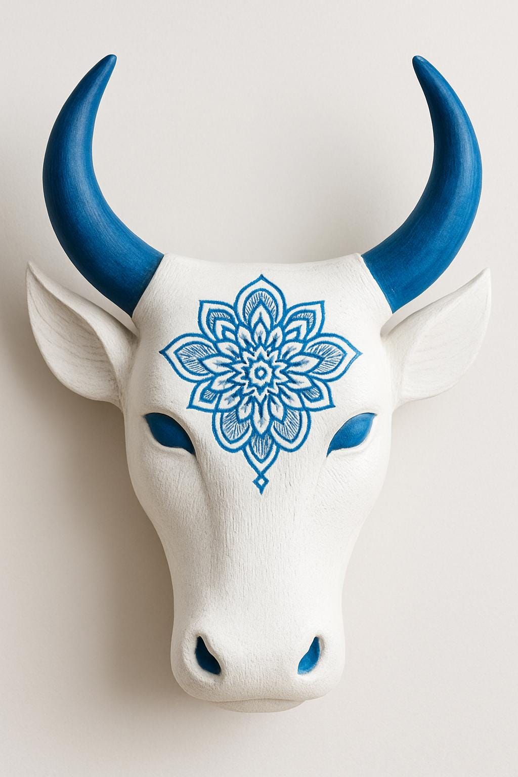 Wooden Bull Head Wall Decor - Walnut Tribal