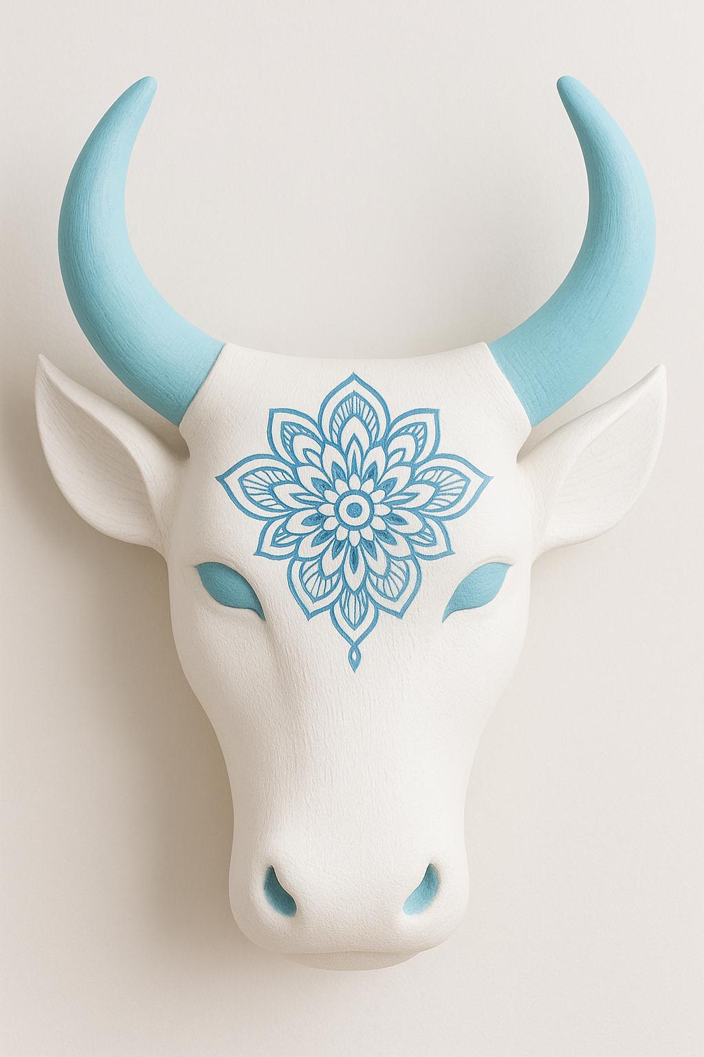 Wooden Bull Head Wall Decor - Walnut Tribal