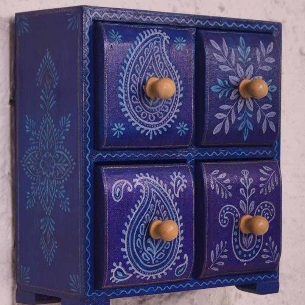 Wooden 4-Drawer Chest 10 inch By 10 inch Size  |  Handcrafted Decor Box