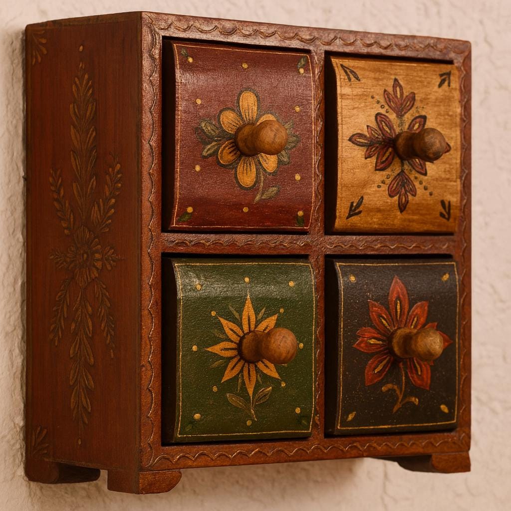 Wooden 4-Drawer Chest 10 inch By 10 inch Size  |  Handcrafted Decor Box