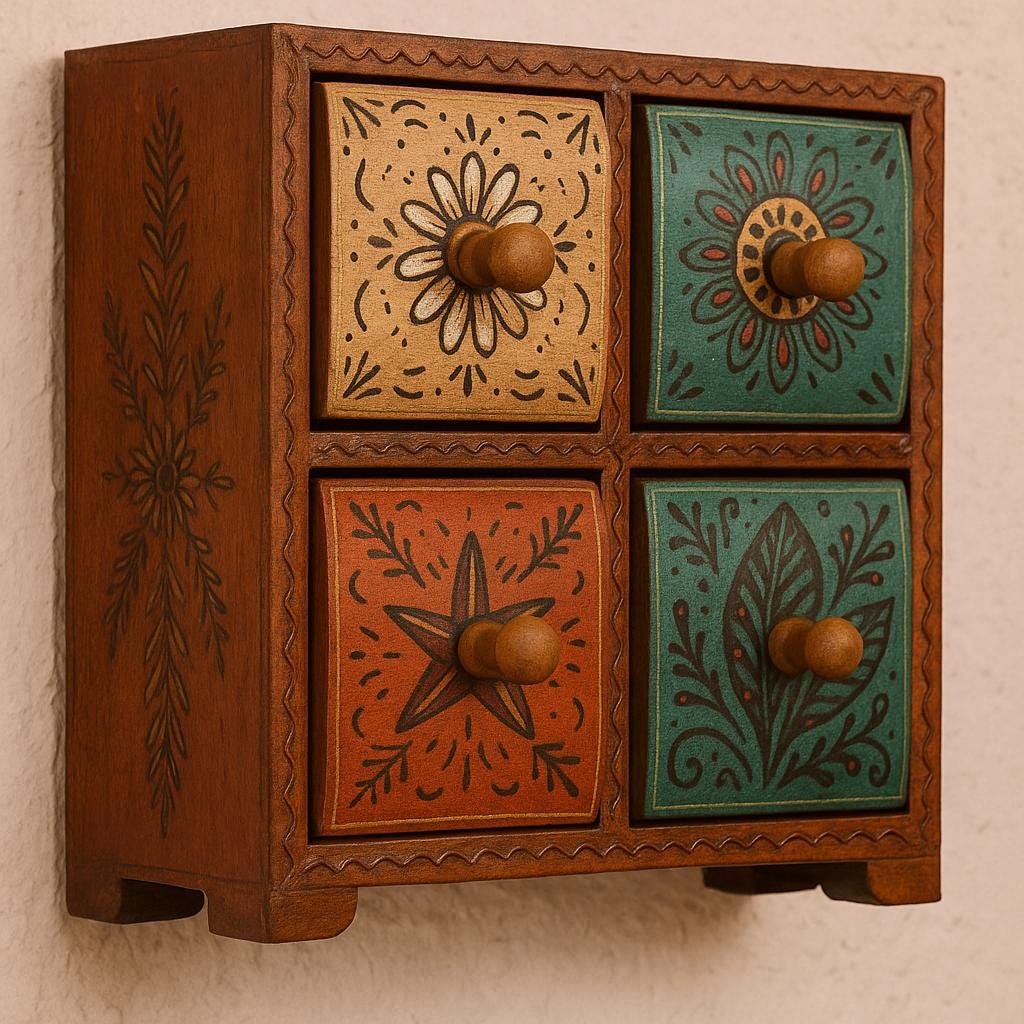 Wooden 4-Drawer Chest 10 inch By 10 inch Size  |  Handcrafted Decor Box