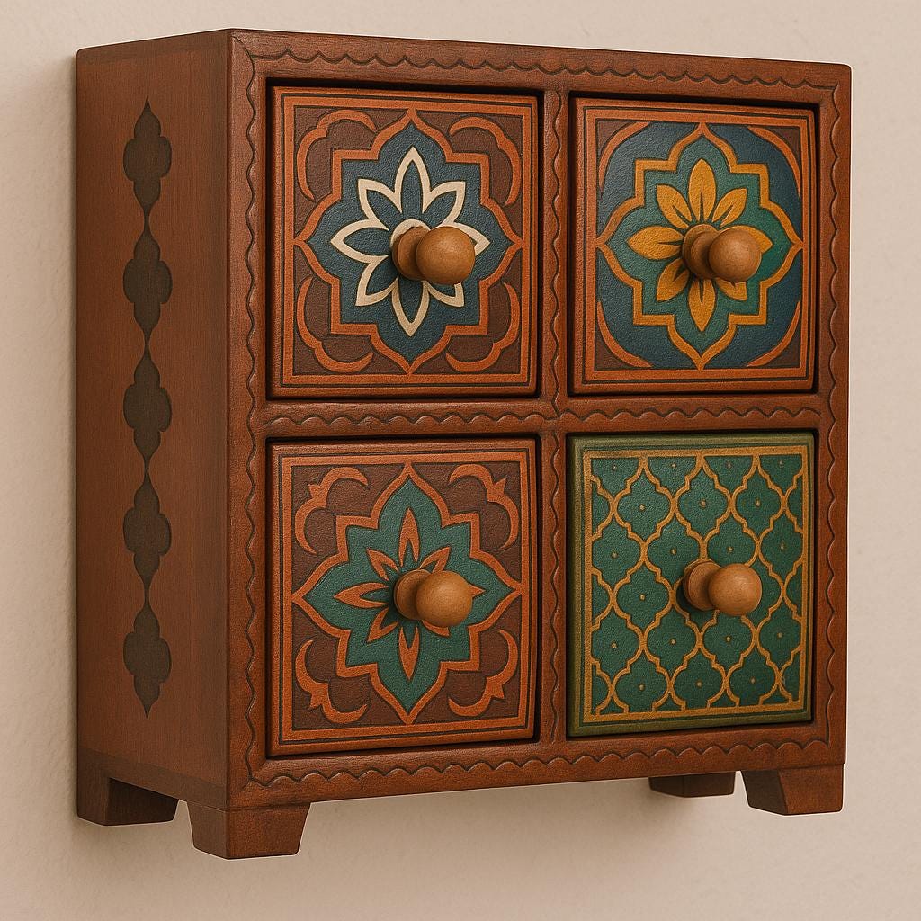 Wooden 4-Drawer Chest 10 inch By 10 inch Size  |  Handcrafted Decor Box