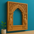 Peacock Jharokha Wall Frame - Teak Finish