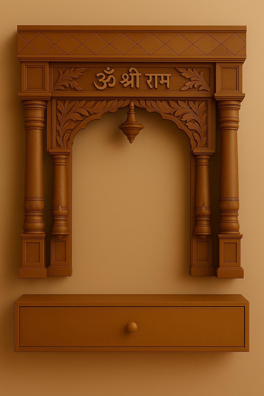 Shri Ram Wall Panel - Teak Arch Mandir Temple Art
