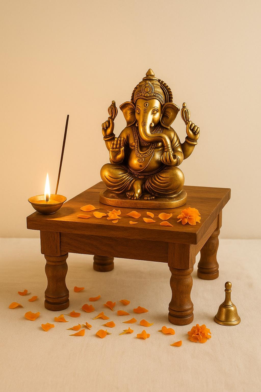 Handcrafted Solid Teak Wood Pooja Chowki | Wooden Bajot | Small Mandir Platform | Plant Stand | Home Décor Table | Made in India