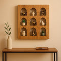 Teak Jharokha Wall Shelf - 9 Niche Wooden Display