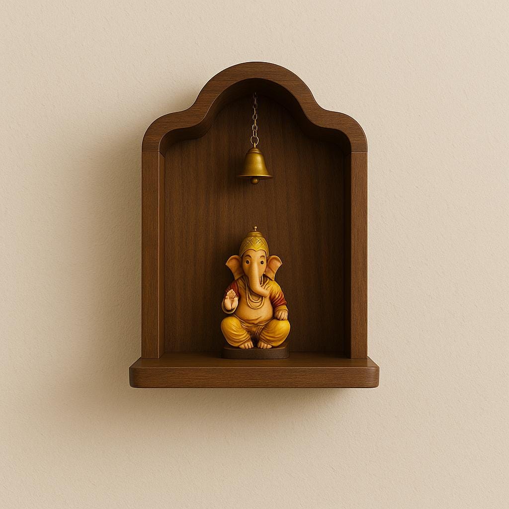 Handcrafted Teak Wooden Mandir | Wall & Floor Temple