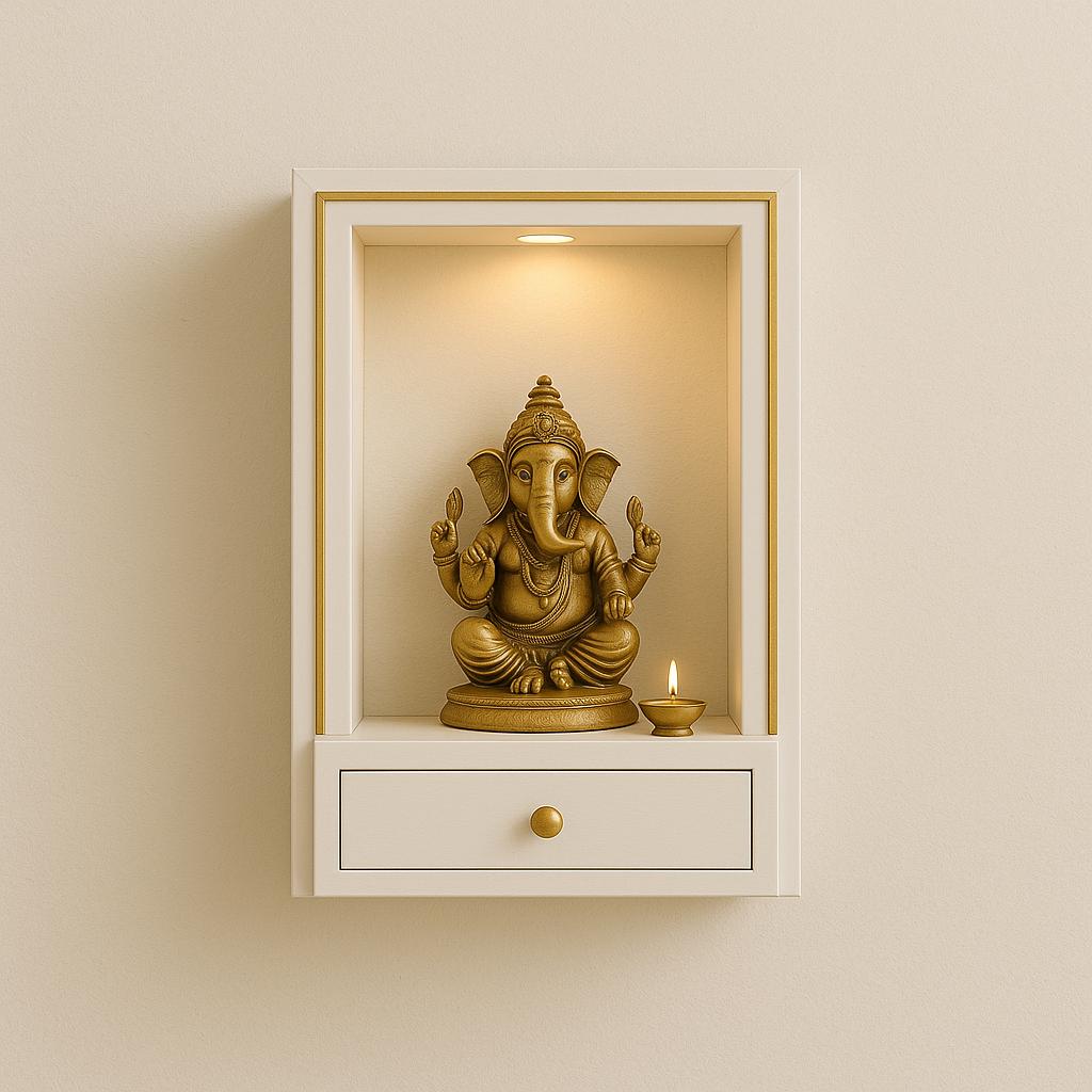 Handcrafted Teak Wooden Mandir | Wall & Floor Temple