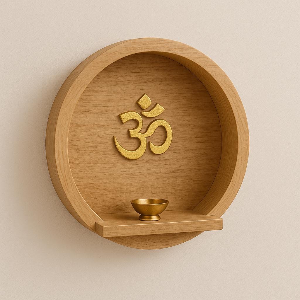 Handcrafted Teak Wooden Mandir | Wall & Floor Temple