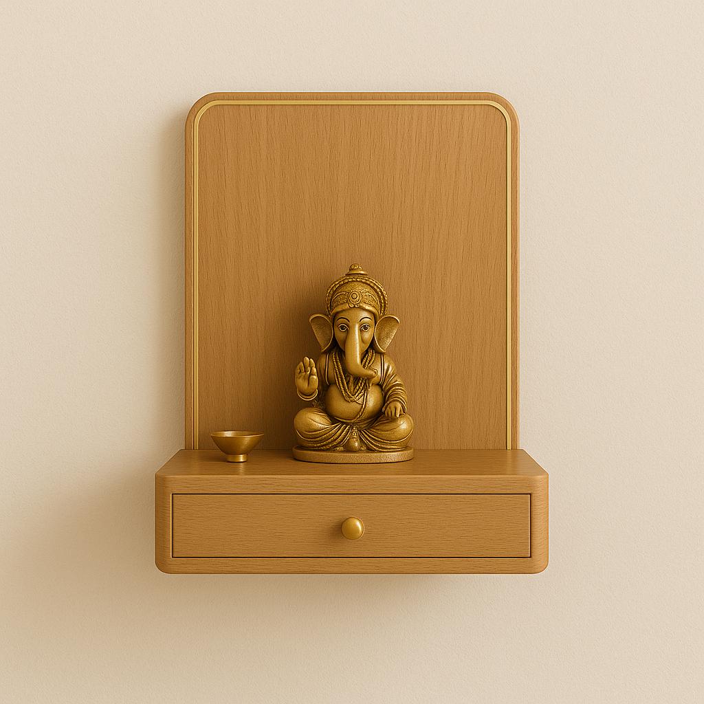 Handcrafted Teak Wooden Mandir | Wall & Floor Temple