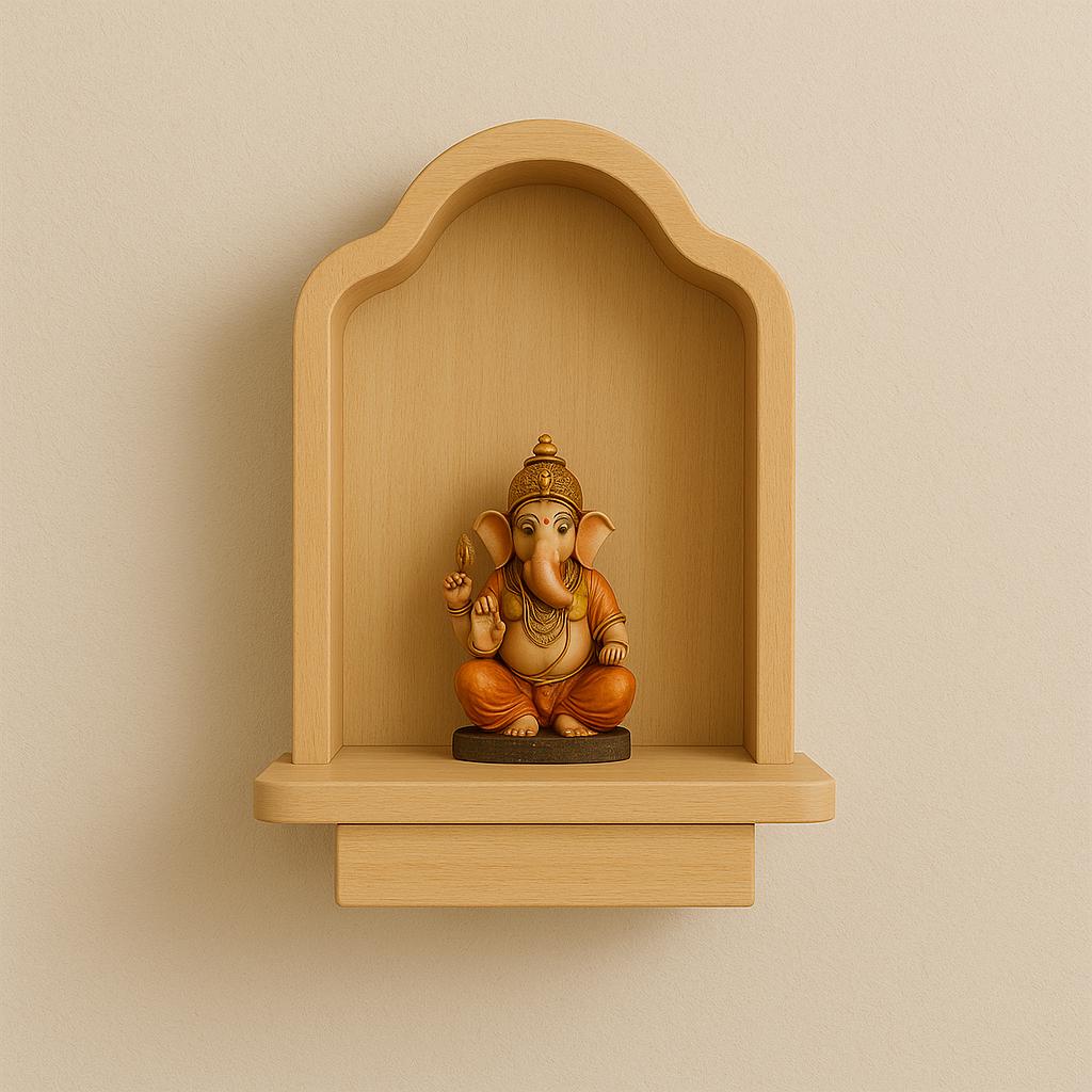 Handcrafted Teak Wooden Mandir | Wall & Floor Temple