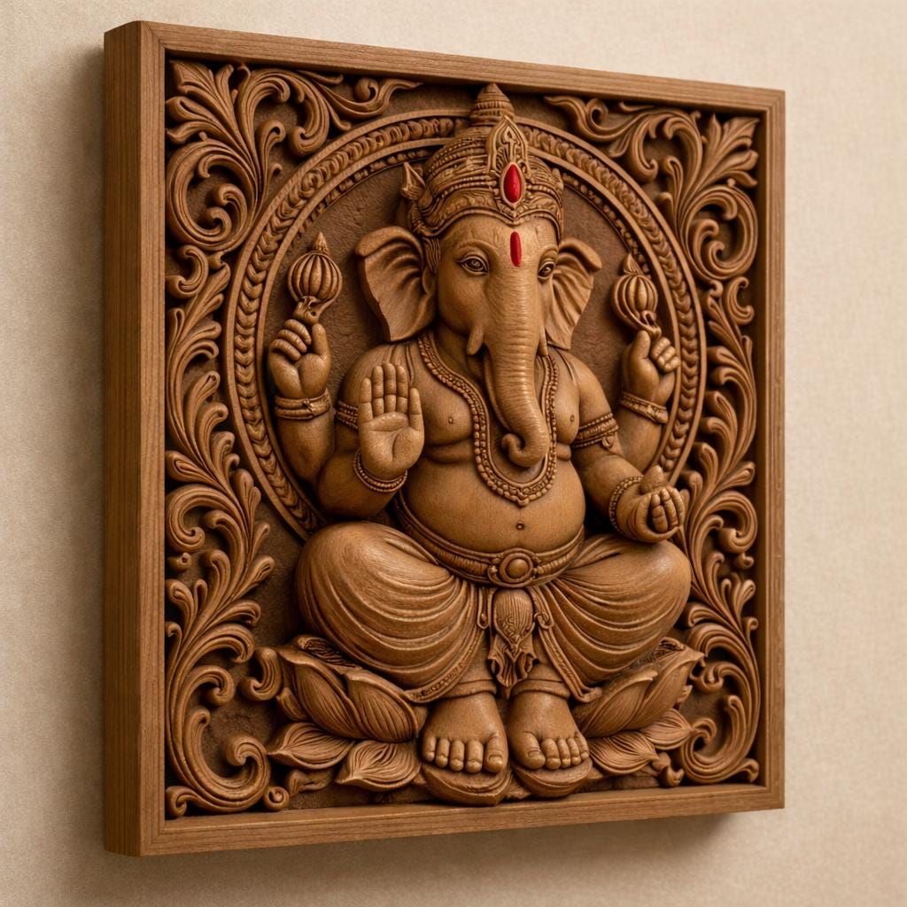Ganesha Wall Panel - Pooja Room Decor