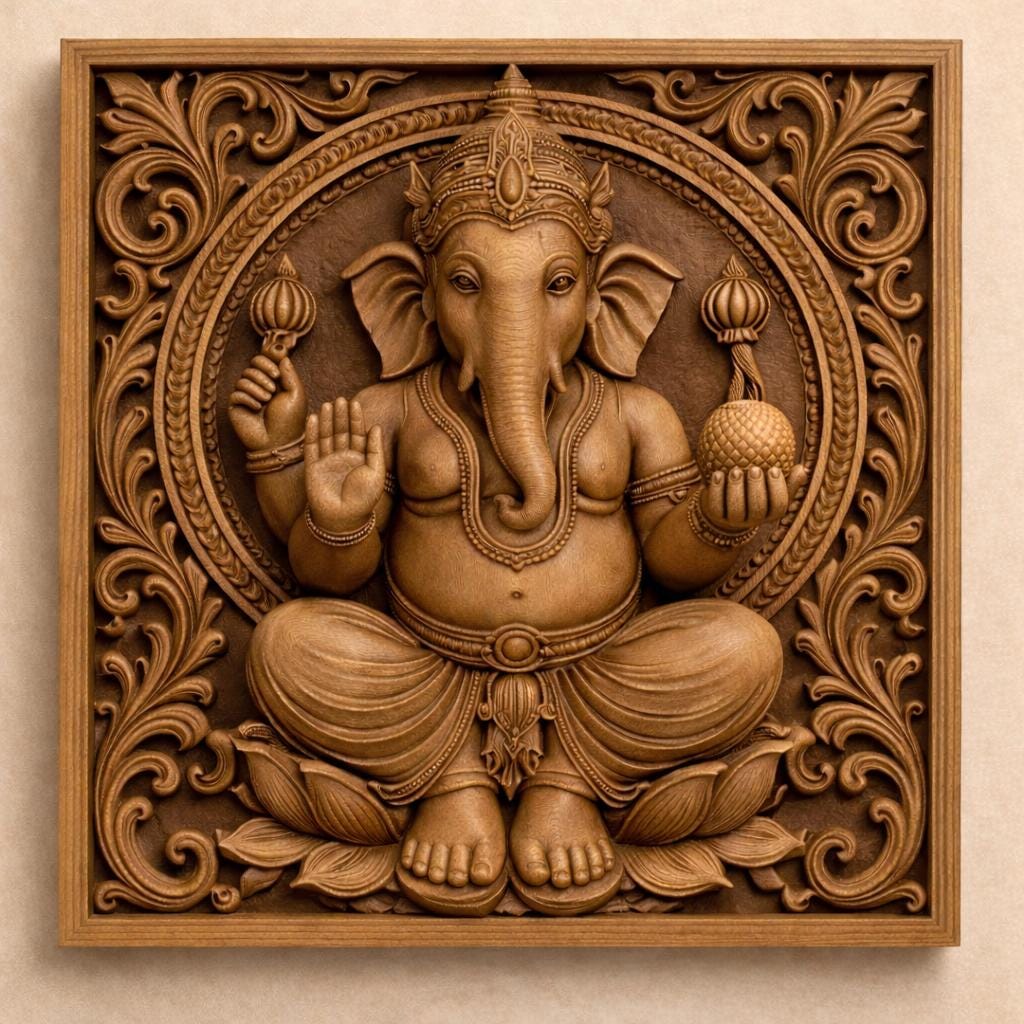 Ganesha Wall Panel - Pooja Room Decor