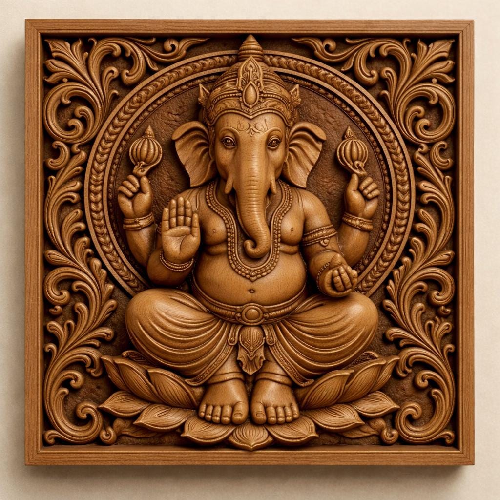 Ganesha Wall Panel - Pooja Room Decor