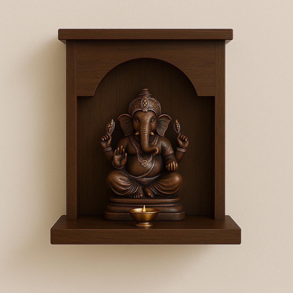 Handcrafted Teak Wooden Mandir | Wall & Floor Temple